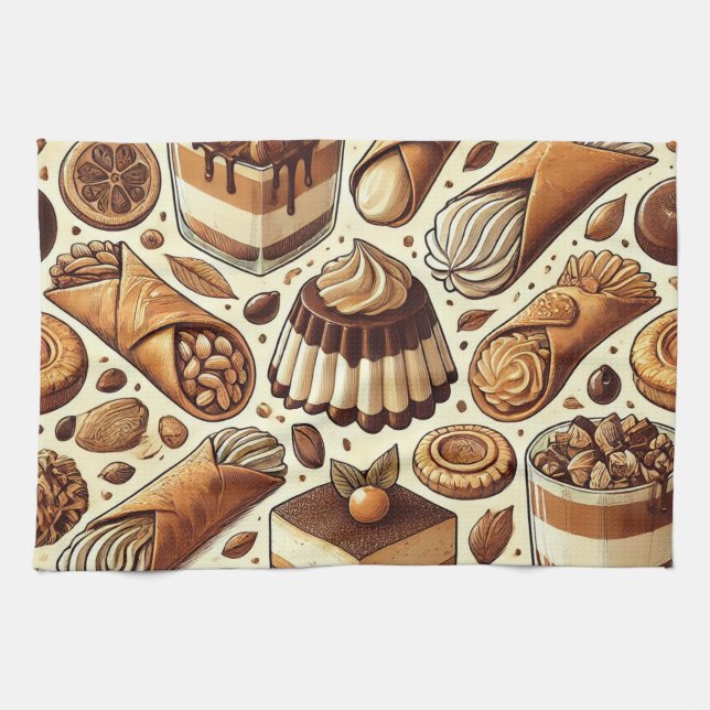 Pastries & Dessert Print Tea Towel (Horizontal)