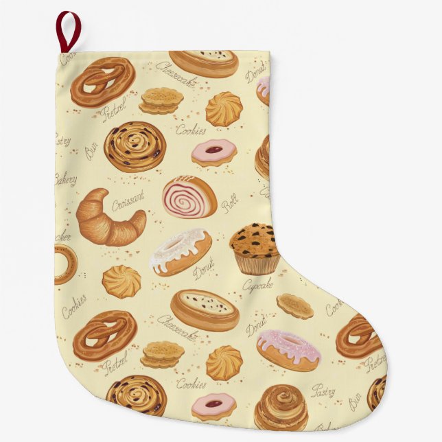 Pastries Large Christmas Stocking (Front)