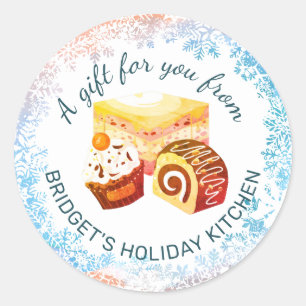 Pastry bakery Christmas baking personalised Classic Round Sticker