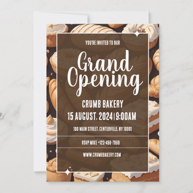 Pastry bakery opening invitation card (Front)