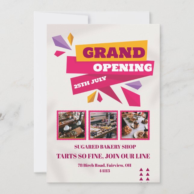 Pastry bakery opening invitation card (Front)