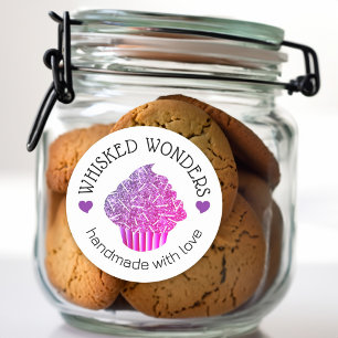 Pastry Cake Bakery Glitter Pink Purple Drips Classic Round Sticker