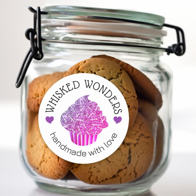 Pastry Cake Bakery Glitter Pink Purple Drips Classic Round Sticker (Pastry Cake Bakery Glitter Pink Purple Drips Classic Round Sticker)