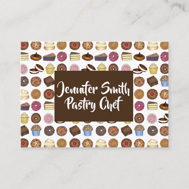 Pastry Chef Bakery Bake Shop Muffin Cake Pie Slice Business Card (Front)