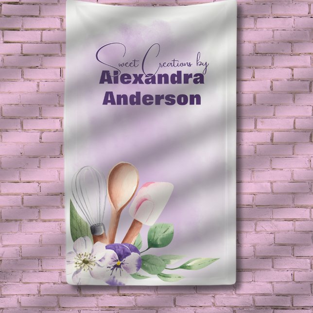 Pastry Chef Baking Utensils Purple Watercolor Banner (Creator Uploaded)