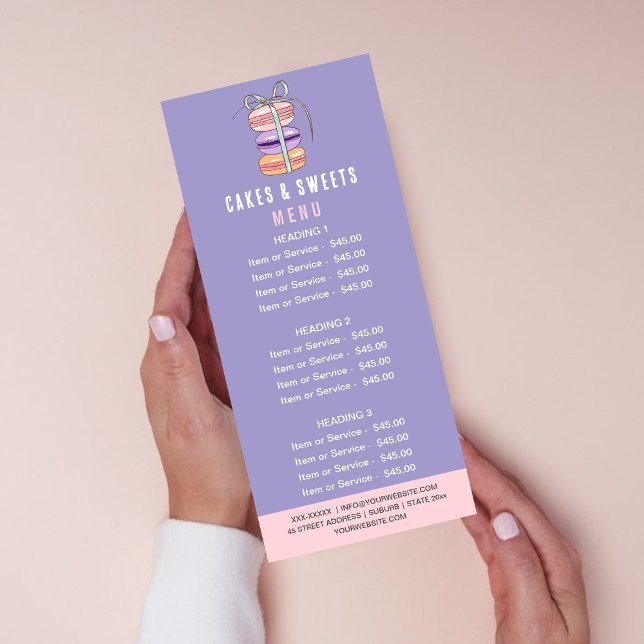 Pastry Chef Cakes & Sweets Macaron Price List Menu (Creator Uploaded)