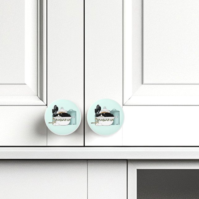 Pastry Chef Cat Blue Ceramic Knob (Creator Uploaded)