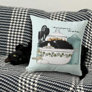 Pastry Chef Cat Blue  Cushion