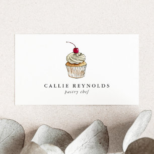 Pastry Chef Cupcake Whipped Cream Bakery Business Card