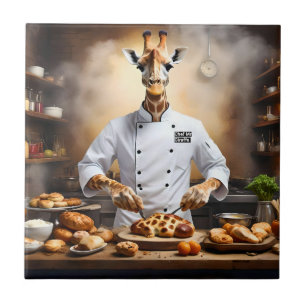"Pastry Chef Giraffe: Reaching New Heights, Ceramic Tile
