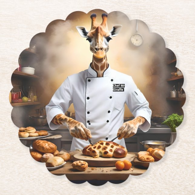 Pastry Chef Giraffe: Reaching New Heights, Paper Coaster (Front)