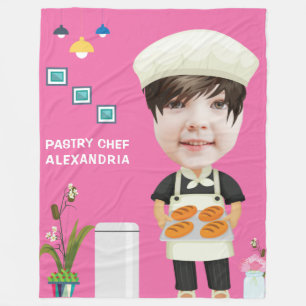 Pastry Chef Head in Hole Greatest Cookie Birthday Fleece Blanket
