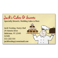 Pastry Chef Holding Cake and Cupcakes