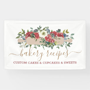 Pastry Chef Homemade Bakery Red Flower Banner