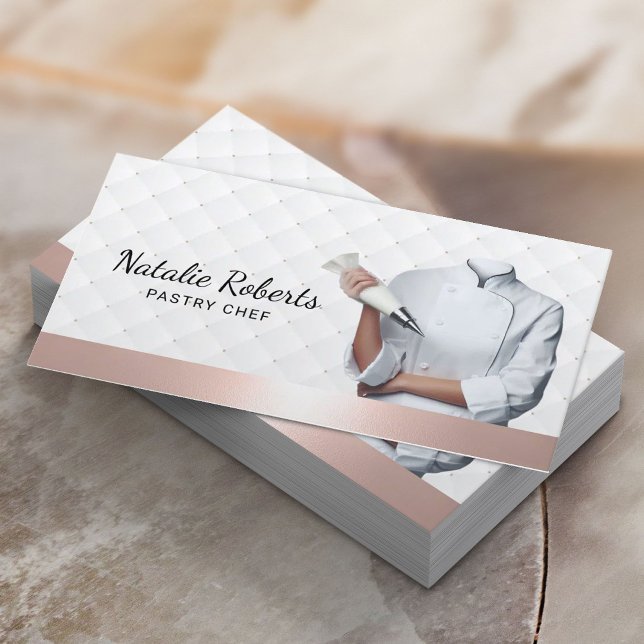 Pastry Chef Luxury Rose Gold Sweet Cake Bakery Business Card (Creator Uploaded)