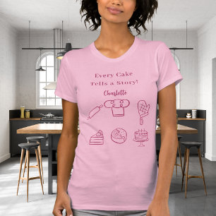 Pastry chef pink script slogan kitchen utensils T-Shirt