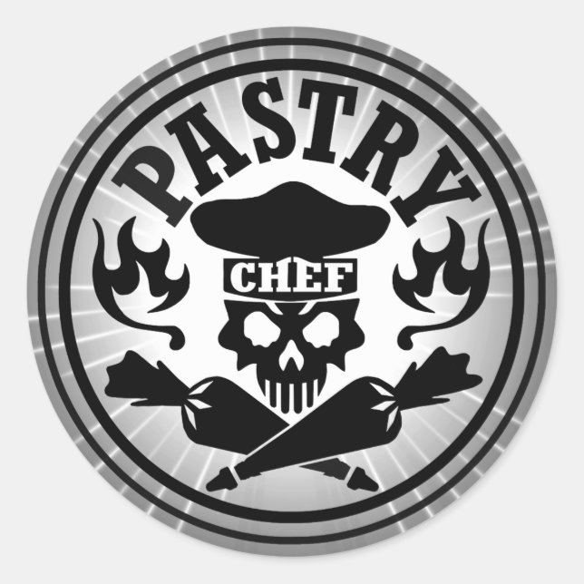 Pastry Chef Skull Classic Round Sticker (Front)