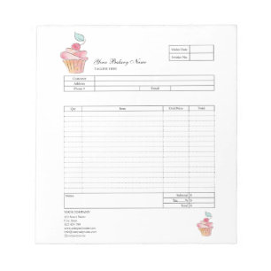Pastry Cupcake Bakery Order Form Invoice  Notepad