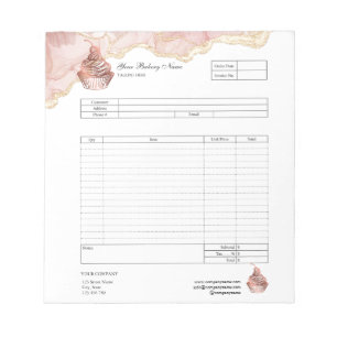 Pastry Cupcake Bakery Order Form Invoice  Notepad