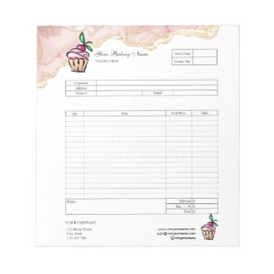 Pastry Cupcake Bakery Order Form Invoice  Notepad