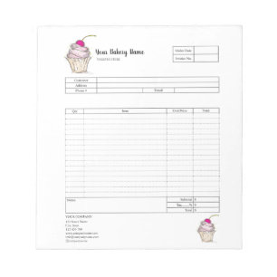 Pastry Cupcake Bakery Order Form Invoice  Notepad