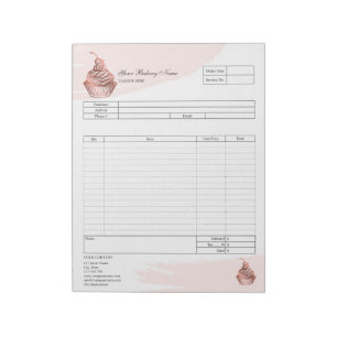 Pastry Cupcake Bakery Order Form Invoice  Notepad