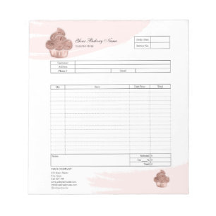 Pastry Cupcake Bakery Order Form Invoice  Notepad