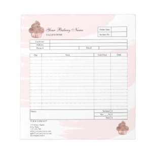 Pastry Cupcake Bakery Order Form Invoice  Notepad