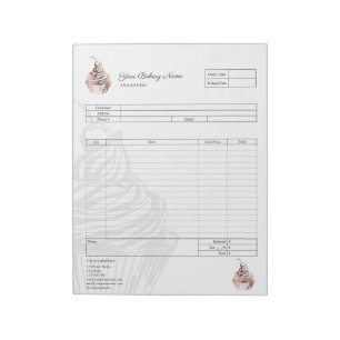 Pastry Cupcake Bakery Order Form Invoice  Notepad