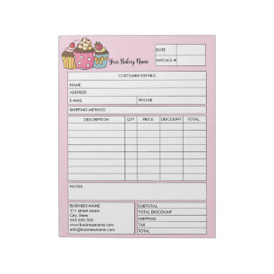 Pastry Cupcake Bakery Sales Form Receipt Invoice N Notepad