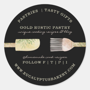 Pastry eucalyptus leaf spoon spatula rustic Style Classic Round Sticker