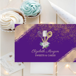 Pastry Hand Tools Flowers Gold Confetti Business Card