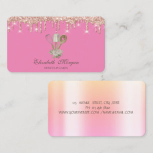  Pastry Hand Tools Glitter Rose Gold Drips Bakery  Business Card