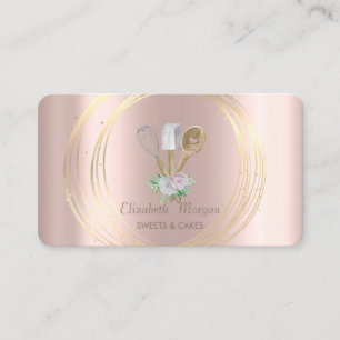Pastry Hand Tools Rose Gold ,Gold Circles Lotus  Business Card