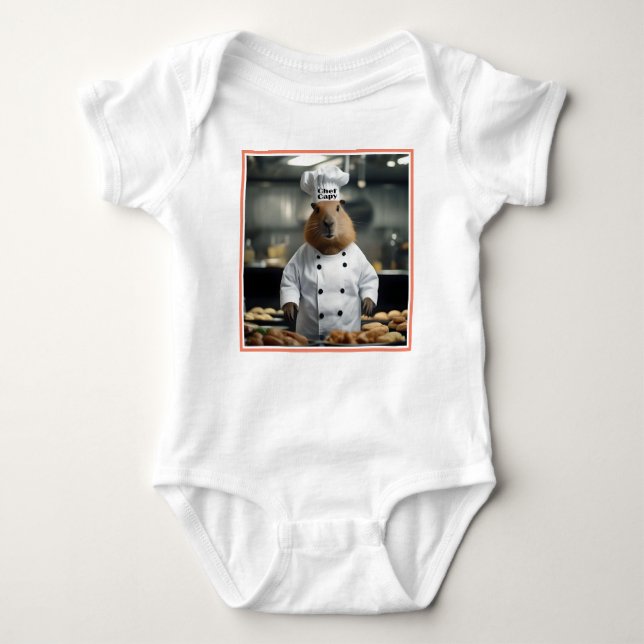 Pastry Prowess: The Culinary Capybara Baby Bodysuit (Front)