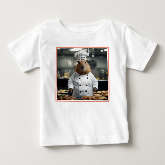 Pastry Prowess: The Culinary Capybara Baby T-Shirt (Front)