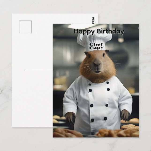 Pastry Prowess: The Culinary Capybara  Bday  Postcard (Front/Back)