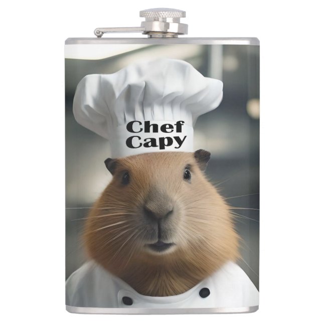 Pastry Prowess: The Culinary Capybara Hip Flask (Front)