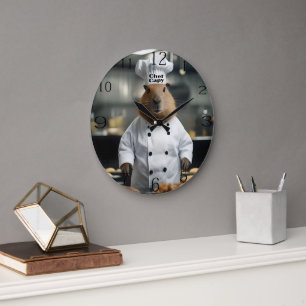 Pastry Prowess: The Culinary Capybara Large Clock