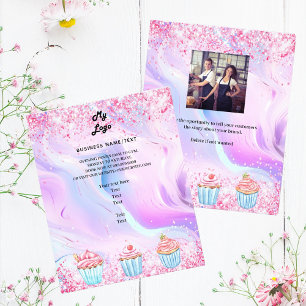 Pastry shop bakery holographic cupcakes logo photo flyer