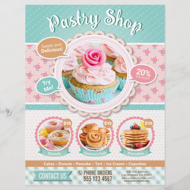 Pastry Shop / Confectionery / Cake Shop Menu (Front)
