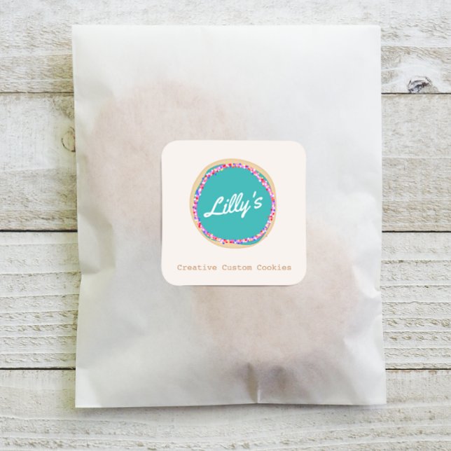 Pastry Shop Personalised Custom Cookie Square Sticker (Creator Uploaded)