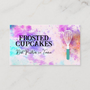 Pastry Whisk   Watercolor Art Background Business Card
