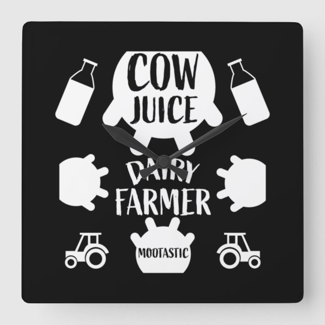 Pasture Dairy Farmers Square Wall Clock (Front)