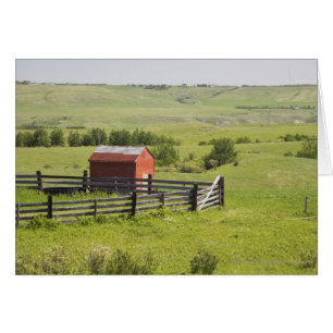 Pasture Fields With A Red Shack And A Fenced Area