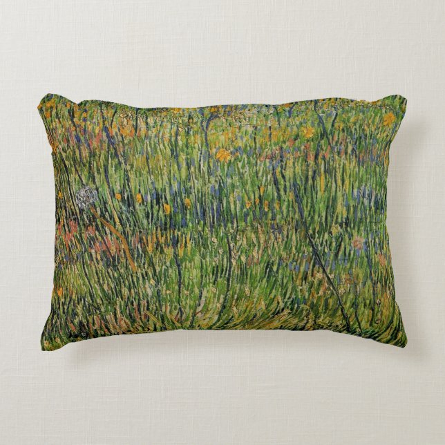 Pasture in Bloom by Vincent van Gogh Decorative Cushion (Front)
