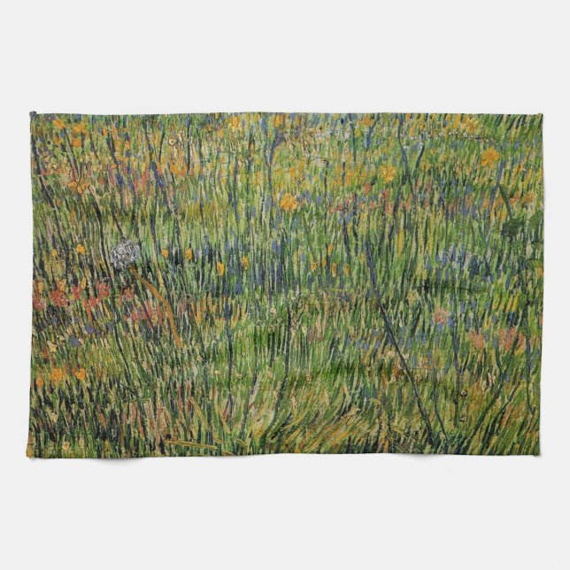 Pasture in Bloom by Vincent van Gogh Tea Towel (Horizontal)