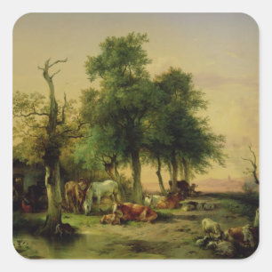 Pasture land square sticker