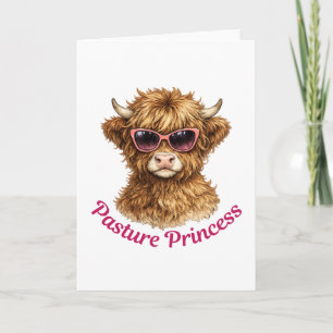 Pasture Princess Cute Funny Highland Cow Card