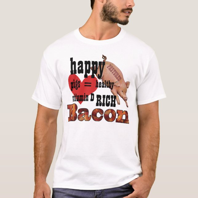 Pastured Pigs Bacon Cute Pig And Heart T-Shirt (Front)